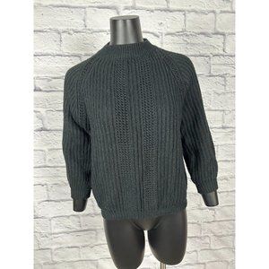 Dupont Bulky Knit Orlon Acrylic Sweater Black High Neck‎ Pullover Women's Size L